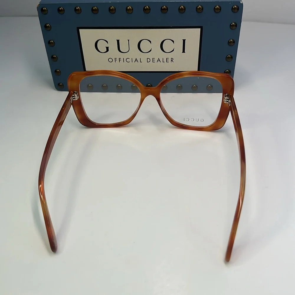 New 100% Authentic Gucci GG0473O 003 Oversized Havana Designer Eyeglasses Women